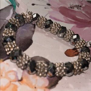 Elegant Black and Silver Beaded Bracelet